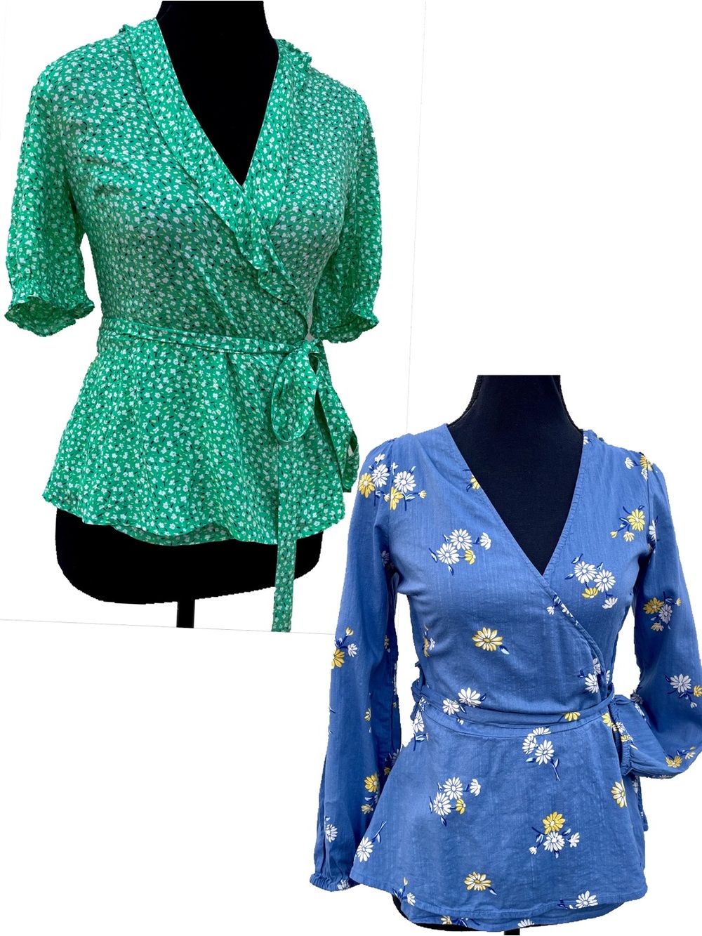 Bundle 2 Blouses Sz Small Old Navy Garden Floral Wrap Tops Feminine Country Farm